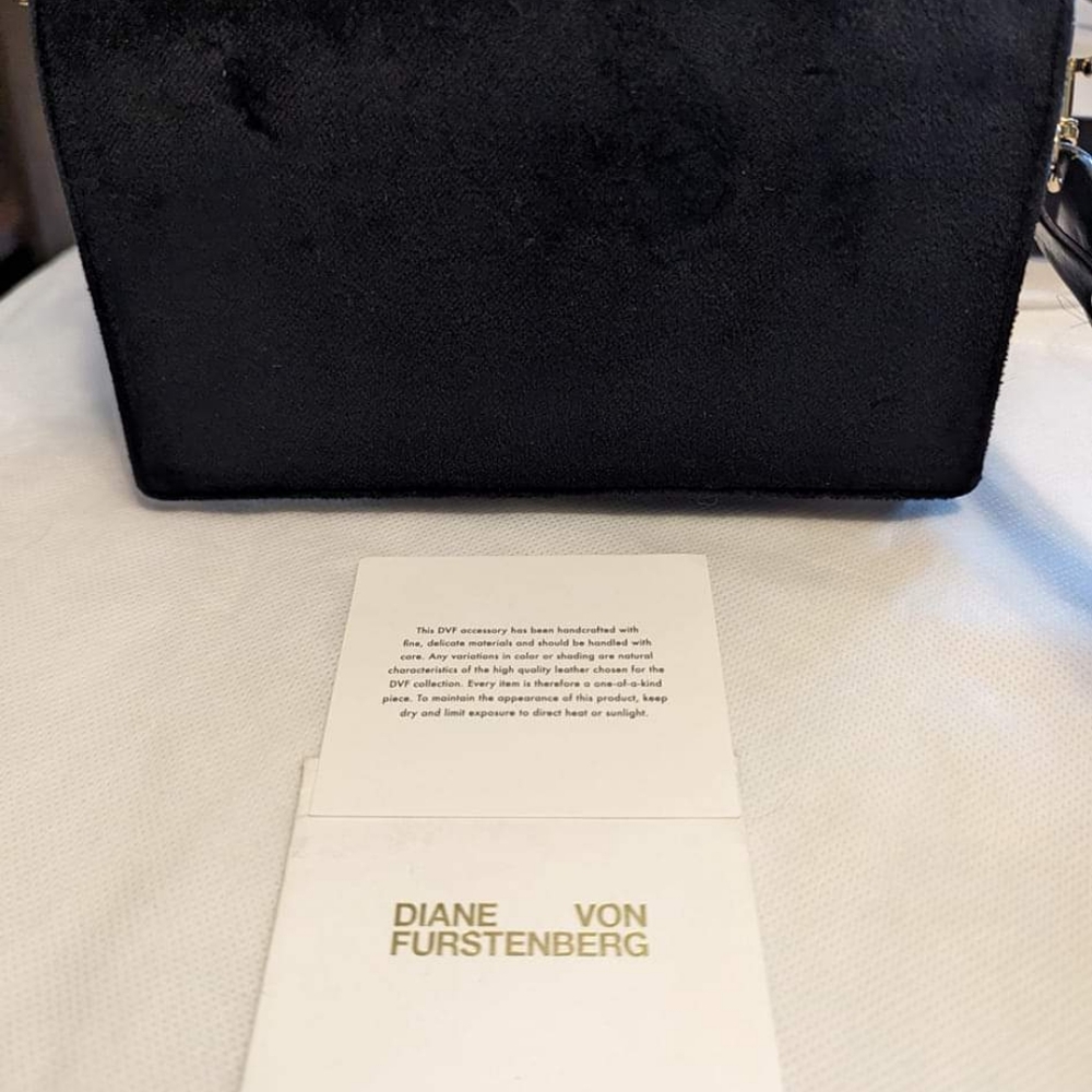Diane Von Furstenberg Velvet black crossbody bag.